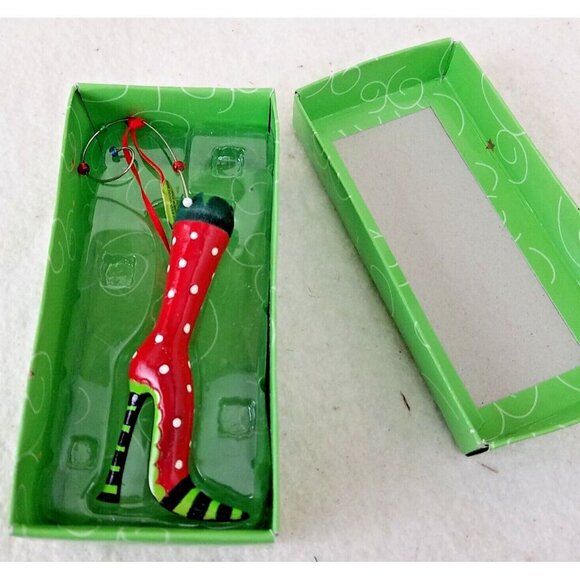 Lollipop sticks Christmas tree ornament department 56 red shoe polka dots - Picture 4 of 7